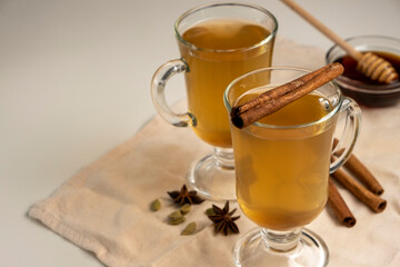 Sbiten traditional slavic drink. Homemade drink with cinnamon and other spices.