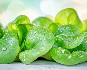 Experience the vibrant freshness captured in this close-up of fresh green lettuce harvest, bursting with vitality Naturally grown and rich in nutrients, this image embodies healthy eating and