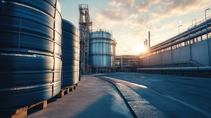Obraz premium A large stack of polyethylene PE pipes neatly lined up in an industrial plant storage area, set against a clean background showcasing industrial organization.