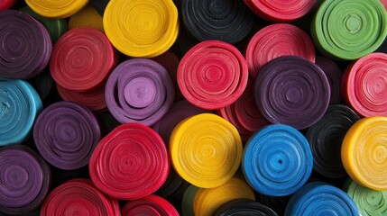 A pile of colorful licorice wheels in different hues, ready to be enjoyed, offering a playful and sweet treat for all ages.
