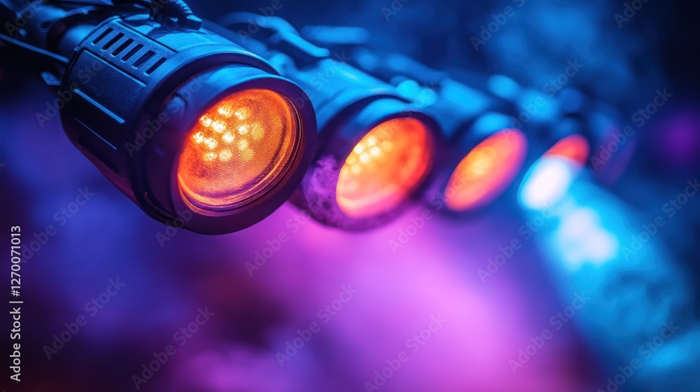 Poster illuminating the stage: a row of vibrant led lights in action