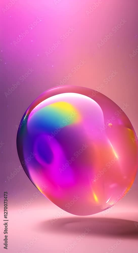 Poster abstract dispersion glass sphere futuristic soft blob with rainbow liquid shape animation in