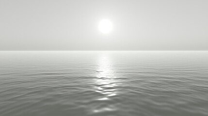 Obraz premium Calm gray sunrise over flat sea