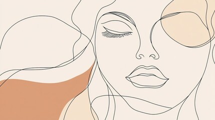  International women's day greeting card. Woman face in one continuous line drawing. Abstract female portrait in simple linear style. Vector illustration for 8 march	