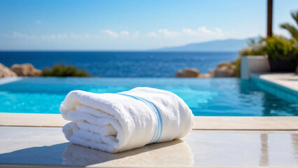 Luxury Poolside Towels at Sunset