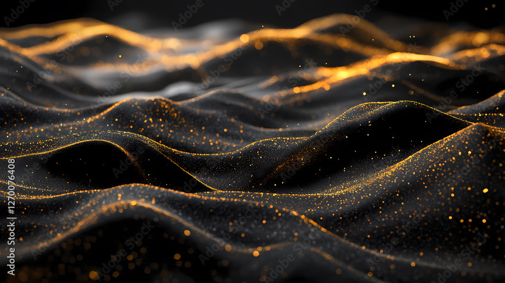 Poster golden and black wave pattern: a dynamic flow