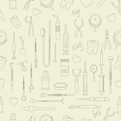 Seamless Pattern with Dental Icons. Vector set of design templates and elements for Dental. Seamless patterns with linear icons related to Dental.