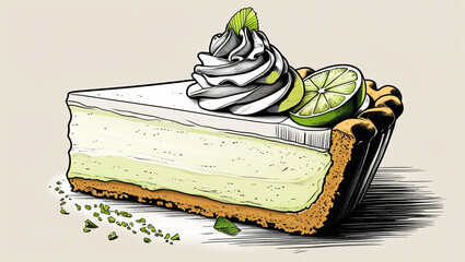 Vintage Key Lime Pie Illustration