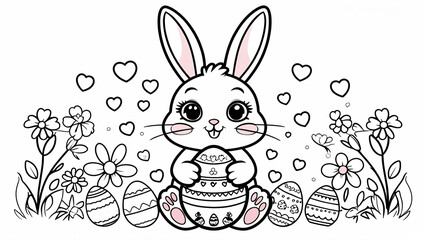 Obraz premium Adorable Easter Bunny Coloring Page