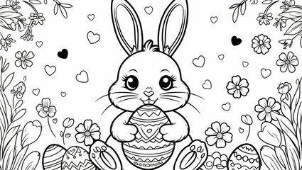 Adorable Easter Bunny Coloring Page