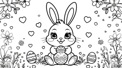 Adorable Easter Bunny Coloring Page