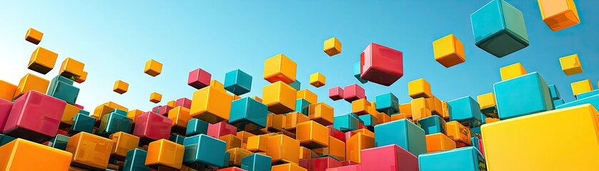 Obraz premium Abstract colorful cubes in the sky