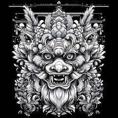 Fototapeta premium Ornate Dragon Face Graphic Design, Intricate Detail, Art