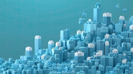 Obraz premium Abstract cityscape of light blue and white blocks
