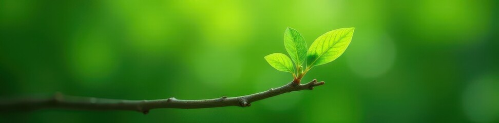 Vibrant green branch, fresh new leaves sprouting , green, park