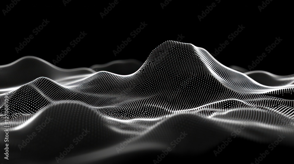 Aufkleber abstract digital landscape with particle mesh and wavy surface