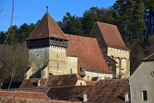 Fortified church in Copsa Mare, Romania. Those kind of churches were built to serve a defensive role in times of war.