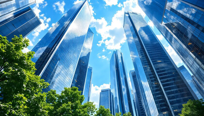 green eco city building modern background