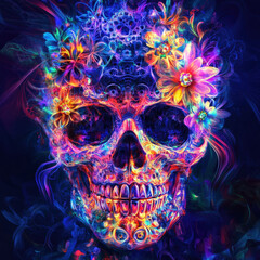 A skull and crossbones symbol on a black background, featuring a creepy and eerie design, perfect for Halloween, with a focus on anatomy, danger, and pirate themes