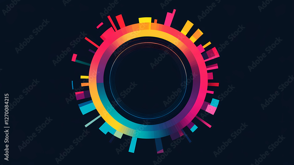 Poster dynamic abstract circle with vibrant color spectrum