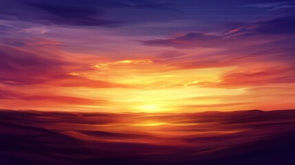 Obraz premium Painting of a vibrant sunset over a serene landscape with colorful skies