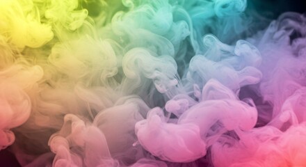Fototapeta premium Organic smoke plumes in neon and pastel tones blending seamlessly