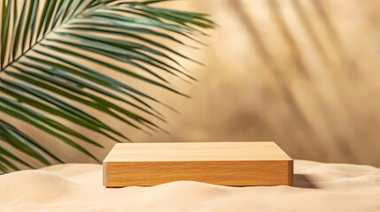 Wooden Platform on Sandy Beach with Tropical Touch