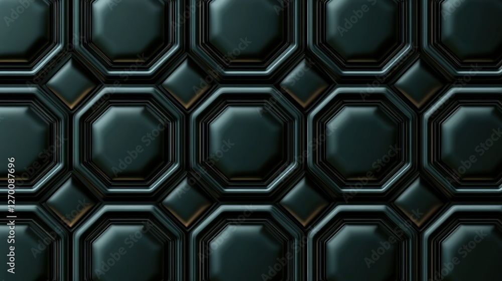 Poster elegant dark geometric pattern with glossy octagons and squares background