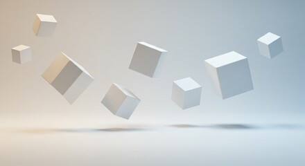 Minimalist 3D floating cubes with soft shadows and gradient lighting
