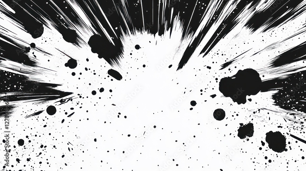 Poster dynamic black and white splash background with high contrast and texture