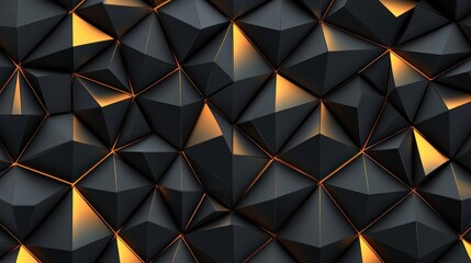 Obraz premium Abstract Black Geometric Background with Golden Light Accents for Modern Designs