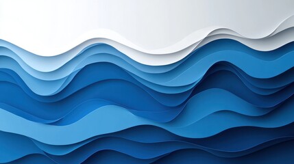 Fototapeta premium Abstract blue and white paper cut waves background with elegant layers