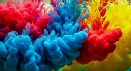 Vibrant abstract ink clouds suspended in water with high detail