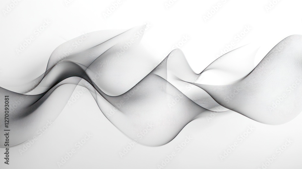 Poster Elegant Abstract Wave Design with Subtle Gray Gradient on White Background