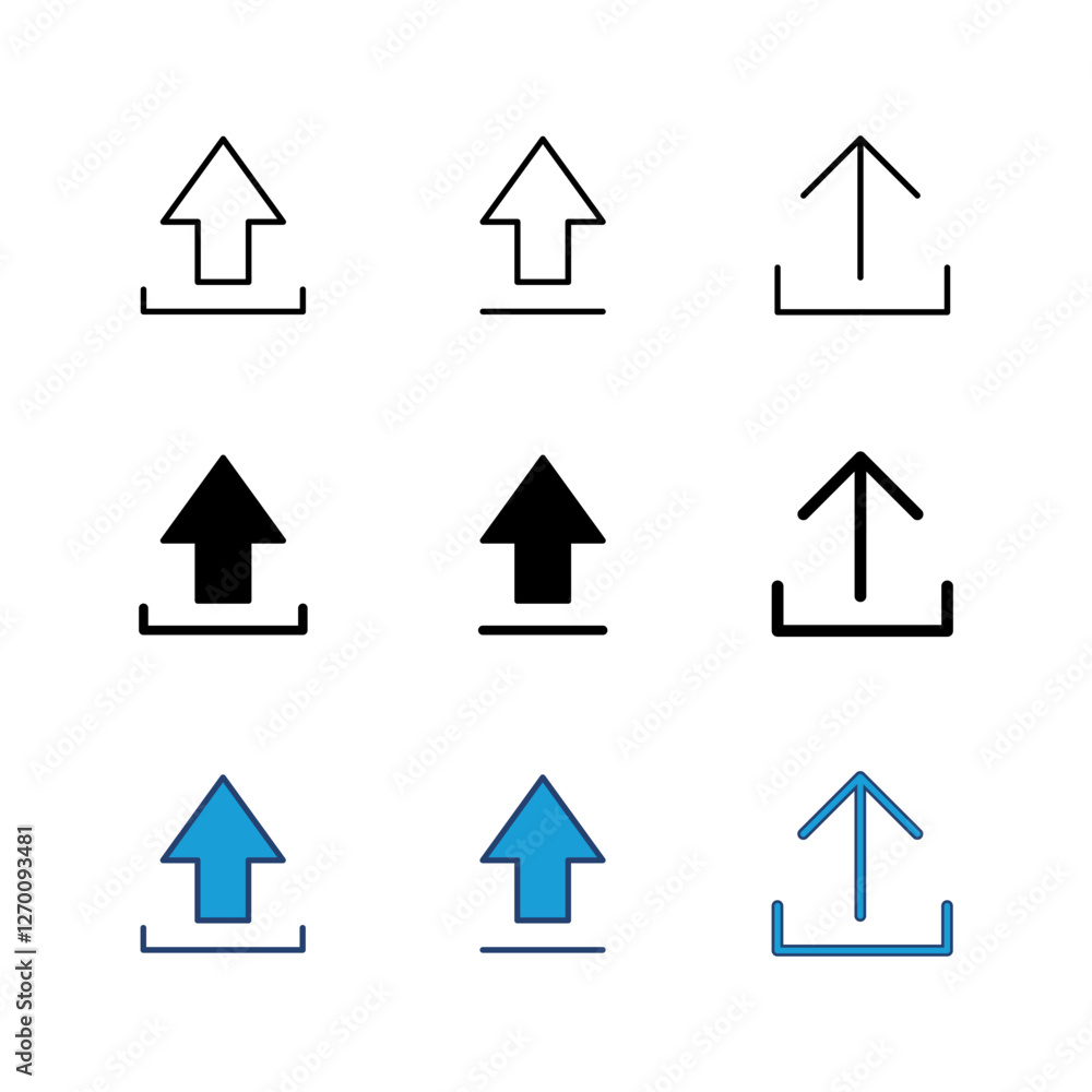 Poster upload icon set. load data symbol