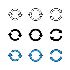 Refresh icon set. Reload icon vector. Update icon.