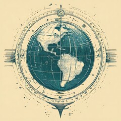 Vintage stylized globe graphic design