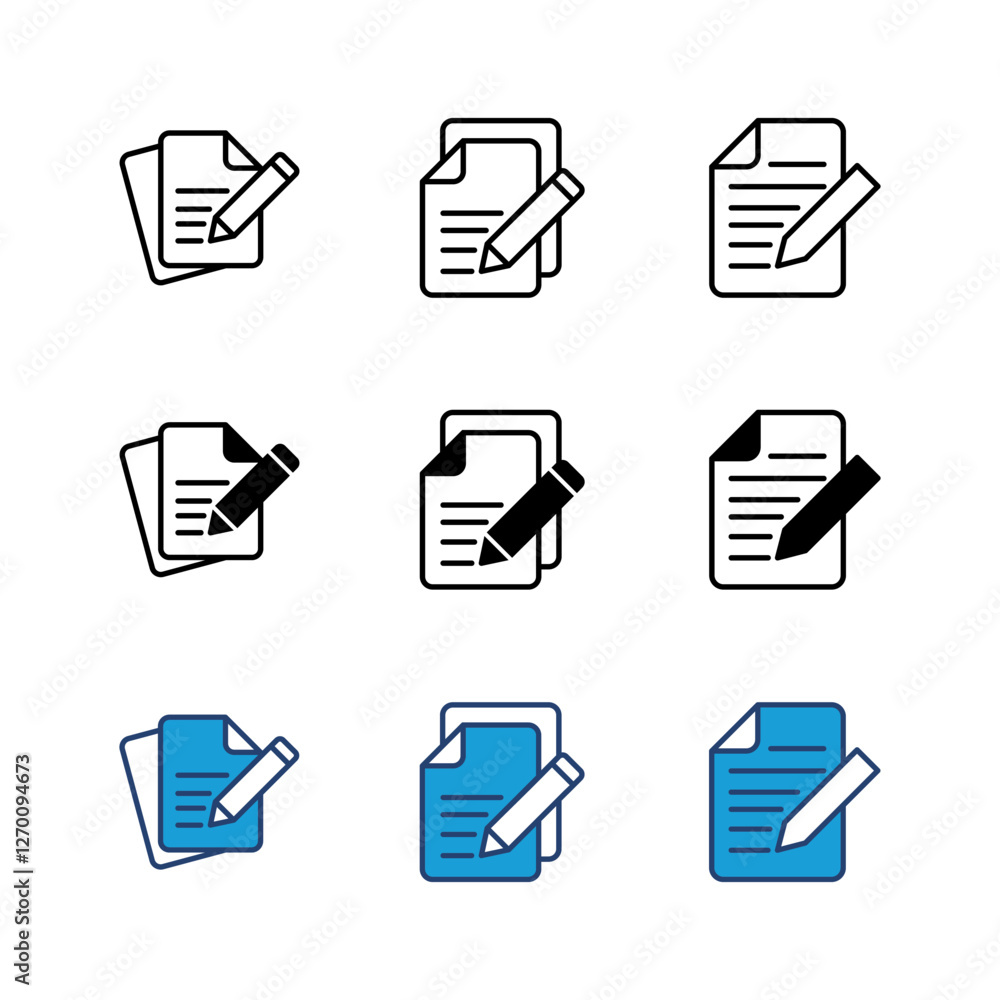 Poster note icon set. notepad icon vector. edit file. write icon