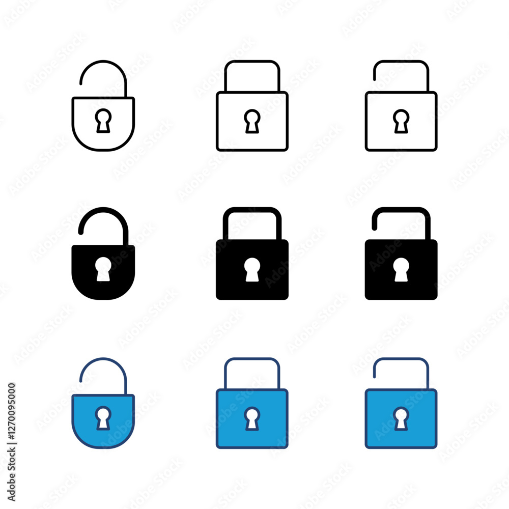 Fototapete Lock icon set. Padlock icon vector. Encryption icon. Security symbol
