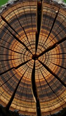 Ancient oak cross-section, Rhoen Mountains Rings reveal age, texture , nature photography, horizontal, autumn