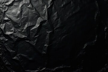 Deep black, heavily creased plastic; distressed poster effect , shadow, vinyl