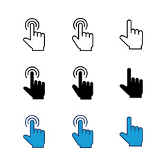 Hand click icon set. pointer icon vector. hand cursor icon vector