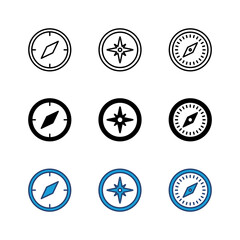Compass icon set. arrow compass icon vector