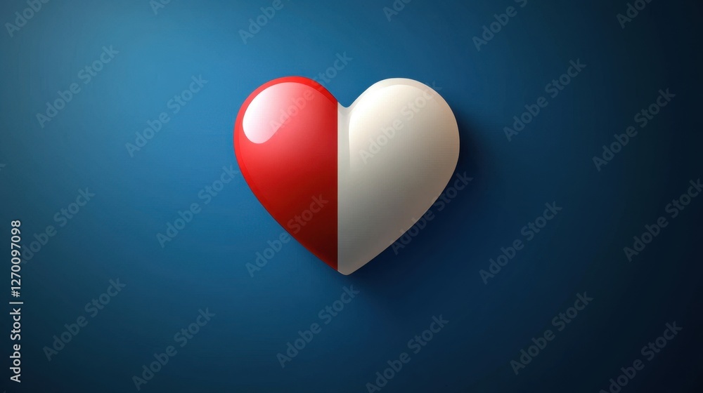 Poster colorful heart shape on blue background symbolizing love and unity in artistic display