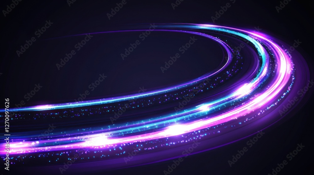 Poster elegant light trails: abstract neon glow with dynamic motion effect