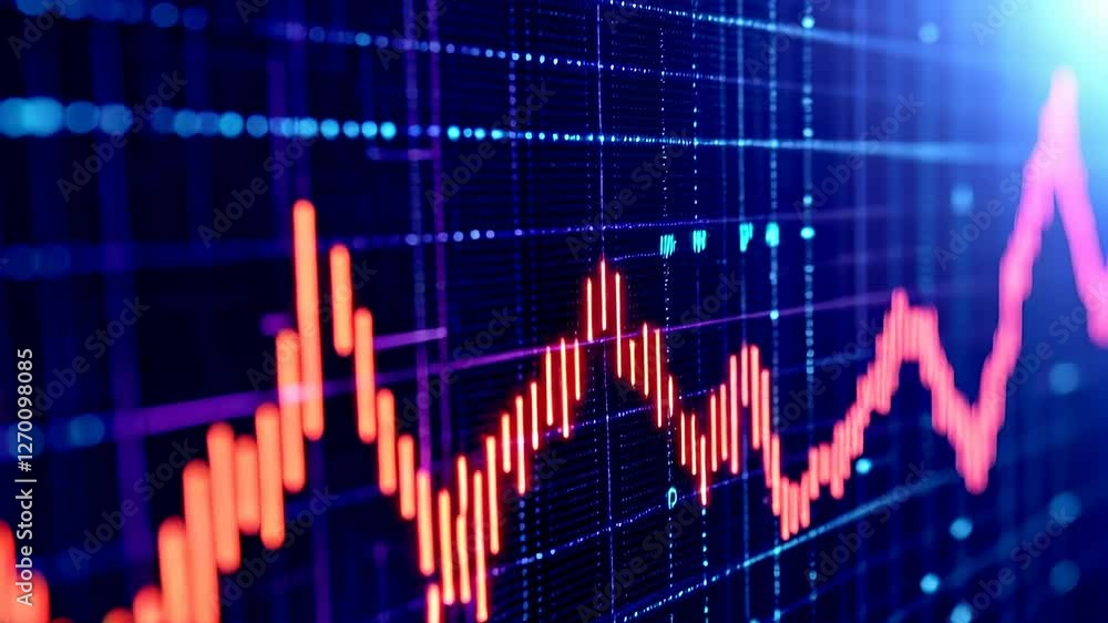 Poster dynamic data visualization of stock market trends with engaging graphs and insights