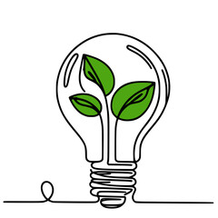 Eco-Friendly Innovation: Green Energy Concept, light bulb with green leaf