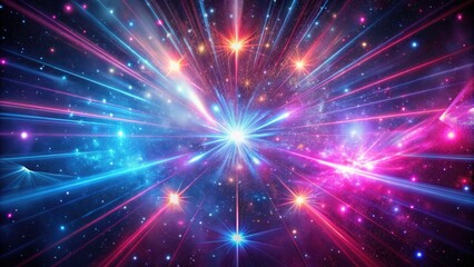 Naklejka premium Rule of thirds composition captures vibrant pink, purple, and blue light streaks across a stunning galaxy.