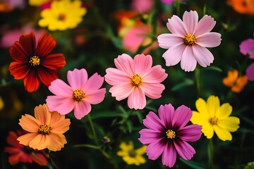 Fototapeta premium Vibrant Cosmos Flowers in Full Bloom