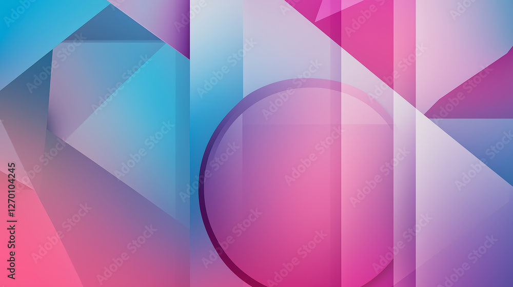 Poster Colorful abstract background featuring overlapping geometric shapes and gradient colors